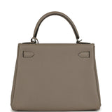Pre-owned Hermes Kelly Retourne 28 Gris Asphalt Togo Palladium Hardware - Thumbnail View 4