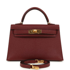 Hermes Special Order (HSS) Kelly Sellier 20 Rouge H Verso Chevre Mysore Gold Hardware