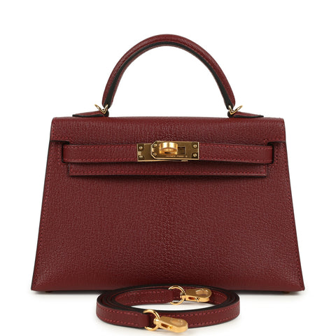 Hermes Special Order (HSS) Kelly Sellier 20 Rouge H Verso Chevre Mysore Gold Hardware