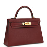 Hermes Special Order (HSS) Kelly Sellier 20 Rouge H Verso Chevre Mysore Gold Hardware