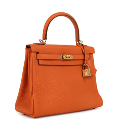 Hermes Kelly Retourne 25 Orange Togo Gold Hardware
