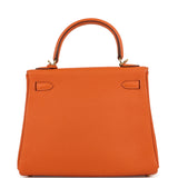 Hermes Kelly Retourne 25 Orange Togo Gold Hardware