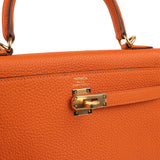 Hermes Kelly Retourne 25 Orange Togo Gold Hardware