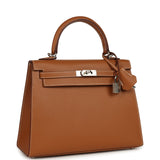 Pre-owned Hermes Kelly Sellier 25 Gold Epsom Palladium Hardware