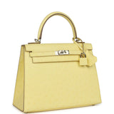 Hermes Kelly Sellier 25 Limoncello Ostrich Palladium Hardware