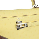 Hermes Kelly Sellier 25 Limoncello Ostrich Palladium Hardware
