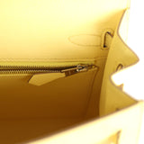 Hermes Kelly Sellier 25 Limoncello Ostrich Palladium Hardware