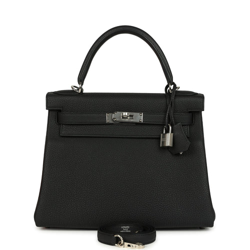 Hermes Kelly Retourne 28 Black Togo Palladium Hardware