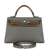 Hermes Kelly Sellier 20 Gris Meyer Madame and Ficelle Shiny Alligator Touch Palladium Hardware - Thumbnail View 1