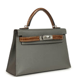 Hermes Kelly Sellier 20 Gris Meyer Madame and Ficelle Shiny Alligator Touch Palladium Hardware - Thumbnail View 2