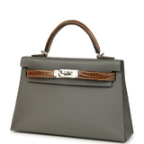 Hermes Kelly Sellier 20 Gris Meyer Madame and Ficelle Shiny Alligator Touch Palladium Hardware - Thumbnail View 5