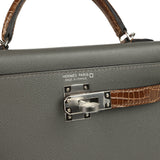 Hermes Kelly Sellier 20 Gris Meyer Madame and Ficelle Shiny Alligator Touch Palladium Hardware - Thumbnail View 7
