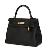 Hermes Kelly Retourne 28 Black Togo Gold Hardware