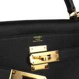 Hermes Kelly Retourne 28 Black Togo Gold Hardware