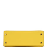 Hermes Special Order (HSS) Kelly Sellier 25 Jaune De Naples Verso Epsom Brushed Gold Hardware