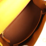 Hermes Special Order (HSS) Kelly Sellier 25 Jaune De Naples Verso Epsom Brushed Gold Hardware