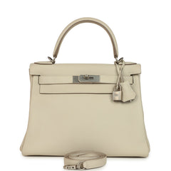 Pre-owned Hermes Special Order (HSS) Kelly Retourne 28 Beton Verso Togo Brushed Palladium Hardware