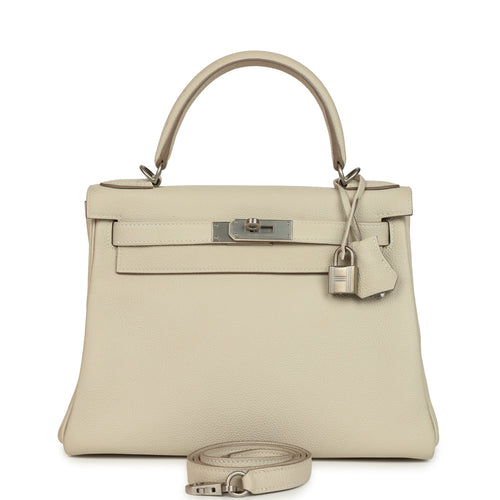 Pre-owned Hermes Special Order (HSS) Kelly Retourne 28 Beton Verso Togo Brushed Palladium Hardware