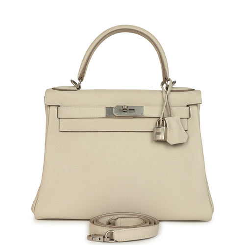 Pre-owned Hermes Special Order (HSS) Kelly Retourne 28 Beton Verso Togo Brushed Palladium Hardware