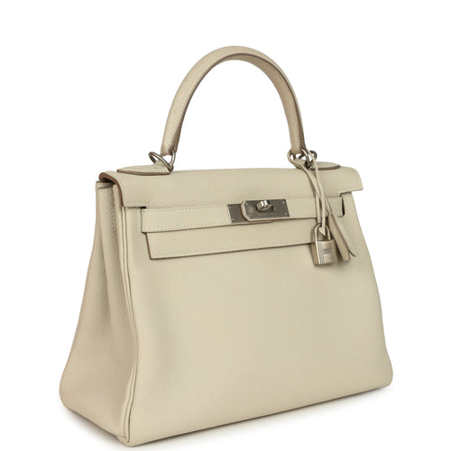 Pre-owned Hermes Special Order (HSS) Kelly Retourne 28 Beton Verso Togo Brushed Palladium Hardware