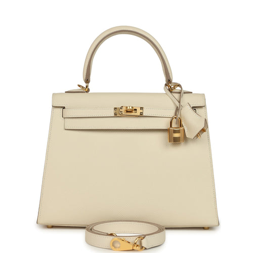 Hermes Kelly Sellier 25 Craie Epsom Gold Hardware