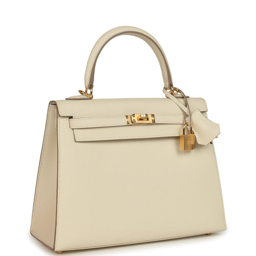 Hermes Kelly Sellier 25 Craie Epsom Gold Hardware
