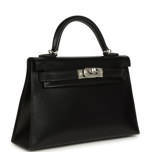 Pre-owned Hermes Kelly Sellier 20 Black Box Palladium Hardware