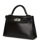 Pre-owned Hermes Kelly Sellier 20 Black Box Palladium Hardware