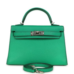 Pre-owned Hermes Kelly Sellier 20 Cactus Verso Chèvre Mysore Palladium Hardware