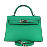 Pre-owned Hermes Kelly Sellier 20 Cactus Verso Chèvre Mysore Palladium Hardware