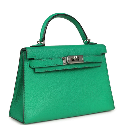 Pre-owned Hermes Kelly Sellier 20 Cactus Verso Chèvre Mysore Palladium Hardware