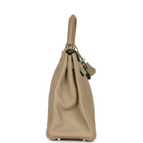 Pre-owned Hermes Kelly Retourne 32 Gris Tourterelle Togo Palladium Hardware