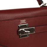 Vintage Hermes Kelly Sellier 32 Rouge H Vache Liegee Palladium Hardware
