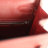 Vintage Hermes Kelly Sellier 32 Rouge H Vache Liegee Palladium Hardware