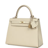 Hermes Kelly Sellier 25 Craie Epsom Permabrass Hardware