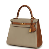 Hermes Special Order (HSS) Kelly Retourne 25 Gris Asphalte and Gold Togo Brushed Gold Hardware - Thumbnail View 5
