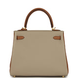 Hermes Special Order (HSS) Kelly Retourne 25 Gris Asphalte and Gold Togo Brushed Gold Hardware - Thumbnail View 4
