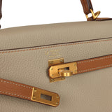 Hermes Special Order (HSS) Kelly Retourne 25 Gris Asphalte and Gold Togo Brushed Gold Hardware - Thumbnail View 7