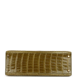 Vintage Hermes Kelly Sellier 32 Vert Anis Shiny Porosus Crocodile Gold Hardware - Thumbnail View 6