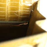 Vintage Hermes Kelly Sellier 32 Vert Anis Shiny Porosus Crocodile Gold Hardware - Thumbnail View 9