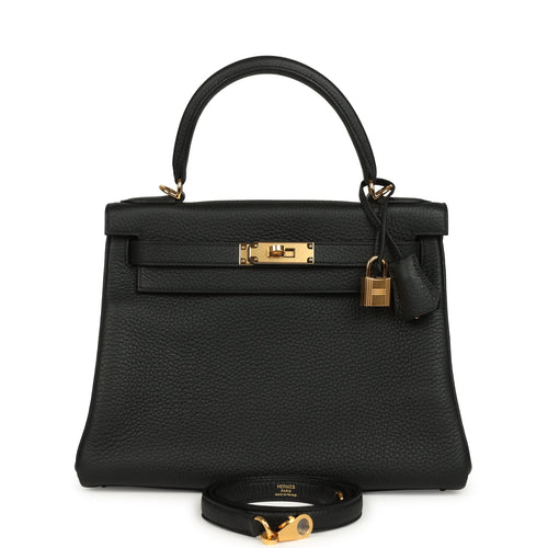 Hermes Kelly Retourne 28 Black Clemence Gold Hardware