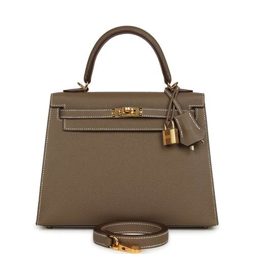 Hermes Kelly Sellier 25 Etoupe Epsom Gold Hardware
