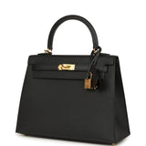 Hermes Kelly Sellier 25 Black Epsom Gold Hardware - Thumbnail View 5