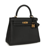 Hermes Kelly Retourne 25 Black Togo Gold Hardware - Thumbnail View 2