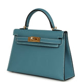 Hermes Kelly Sellier 20 Blue Jean Epsom Gold Hardware - Thumbnail View 3