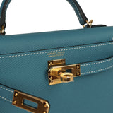 Hermes Kelly Sellier 20 Blue Jean Epsom Gold Hardware - Thumbnail View 7