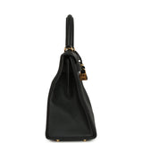 Pre-owned Hermes Kelly Retourne 28 Black Togo Gold Hardware - Thumbnail View 3