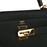 Pre-owned Hermes Kelly Retourne 28 Black Togo Gold Hardware - Thumbnail View 7