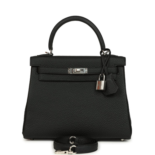 Hermes Kelly Retourne 25 Black Togo Palladium Hardware