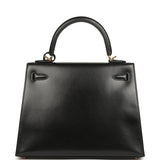 Hermes Kelly Sellier 25 Black Box Gold Hardware